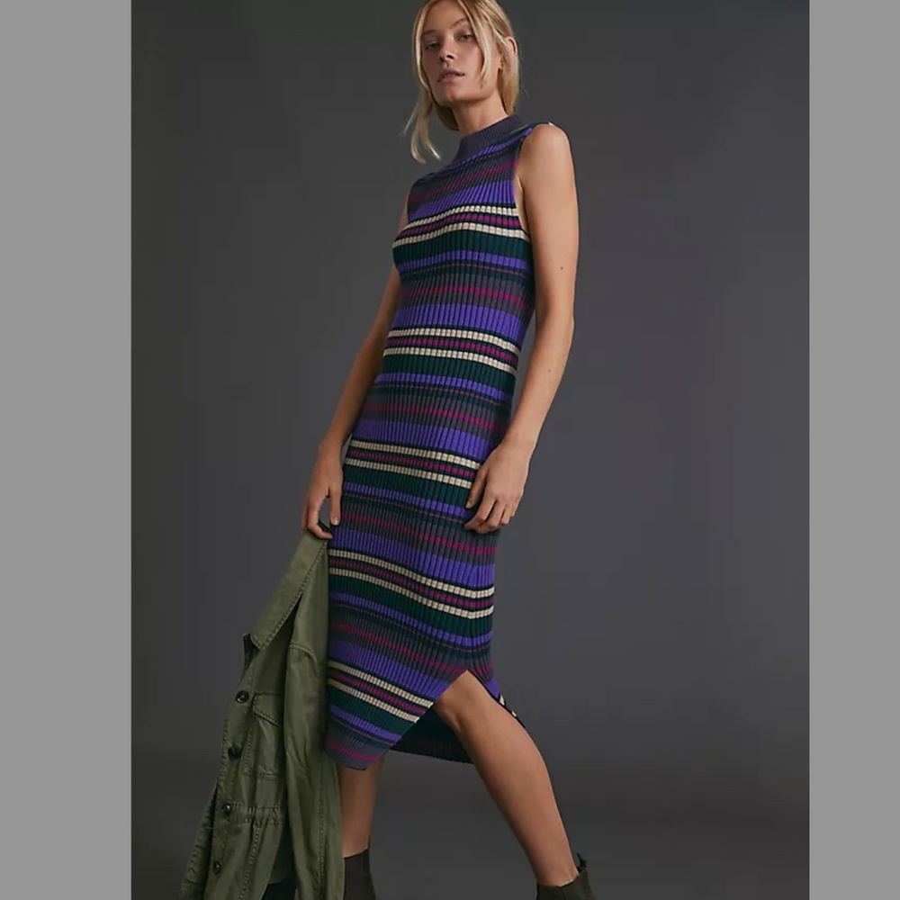 Anthropologie Anne Ribbed Midi Dress